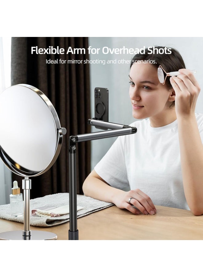 TELESIN TELESIN Magnetic Phone Floor Stand – 360° Adjustable Tripod with 1.6M Height, Strong N52 Magnet Mount for iPhone, Android, Recording & Livestreaming - Image 2