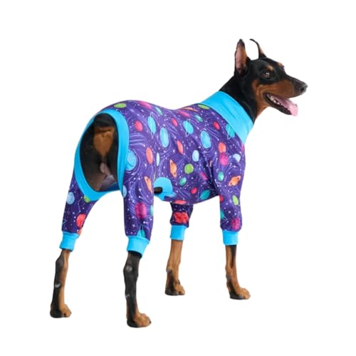 Spark Paws Dog Pajama Dog Recovery Suit Male Onesie UltraSoft and 4Way Stretch for Small Medium and Large Breeds Planets 4XL - Image 1