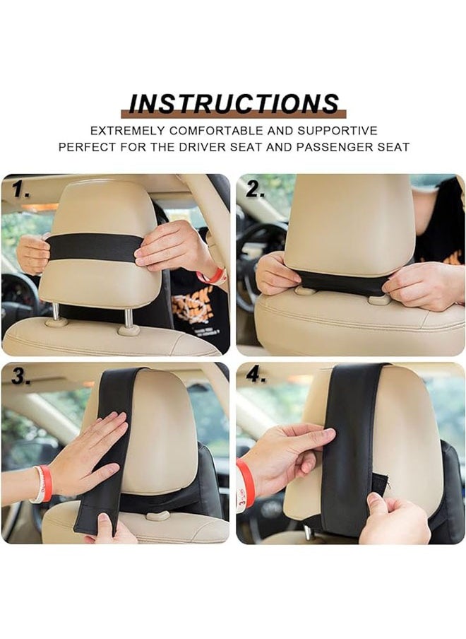 Arabest Car Seat Headrest Neck Rest Cushion - Ergonomic Car Neck Pillow Durable 100% Pure Memory Foam Carseat Neck Support - Comfty Car Seat Back Pillows for Neck/Back Pain Relief (Black 2pcs)  - Image 5
