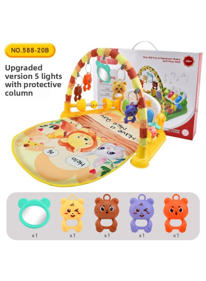 Baby Fitness Rack Multi-functional Light Music 0-36 Months Baby Pedal Game Mat-Color:588-20B Upgraded Yellow - Image 1