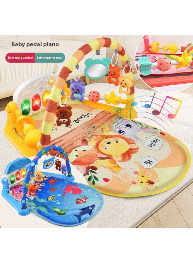 Baby Fitness Rack Multi-functional Light Music 0-36 Months Baby Pedal Game Mat-Color:588-20B Upgraded Yellow - Image 2