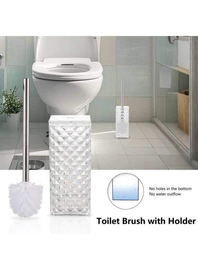 Bathroom Accessories Set 6-Piece Plastic Gift Set with Toilet Brush Holder, Toothbrush Holder, Toothbrush Cup, Soap Dispenser, Soap Dish(Clear) - Image 2