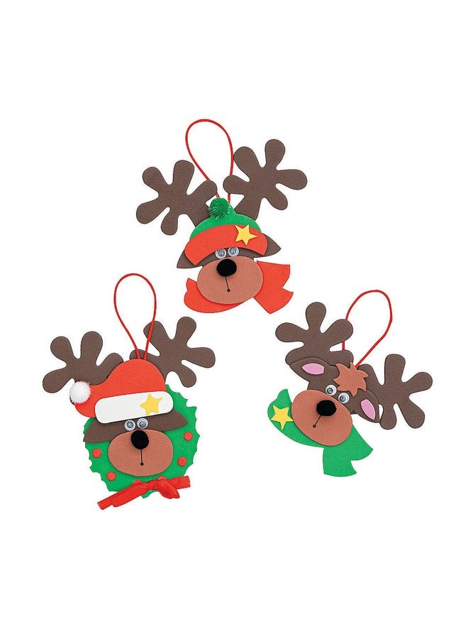 Fun Express Foam Reindeer Holiday Ornament Craft Kit - Pack of 12 Kits