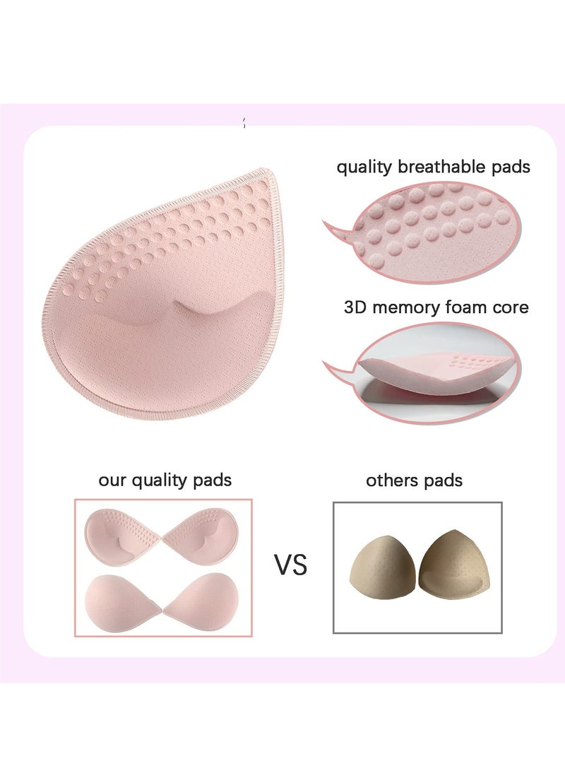 SOLARAE 4 Pairs of Bra Cushion Inserts, Breathable Anti-walking Bra Inserts Removable Latex Bra Inserts for Women's Sports Cup Bra or Swimsuit Bikini Inserts (Green, Black, Pink, Apricot, XL) - Image 3