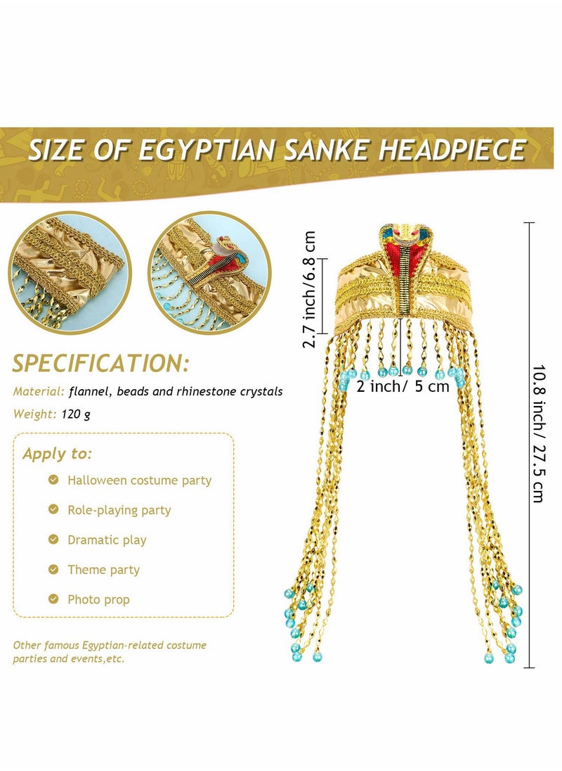 Excefore - Women's Egyptian Headband Crown Snake Beaded Headpiece Girl's Costume Accessory Headdress for Masquerade Ball and Cosplay Party, One Size - Image 1