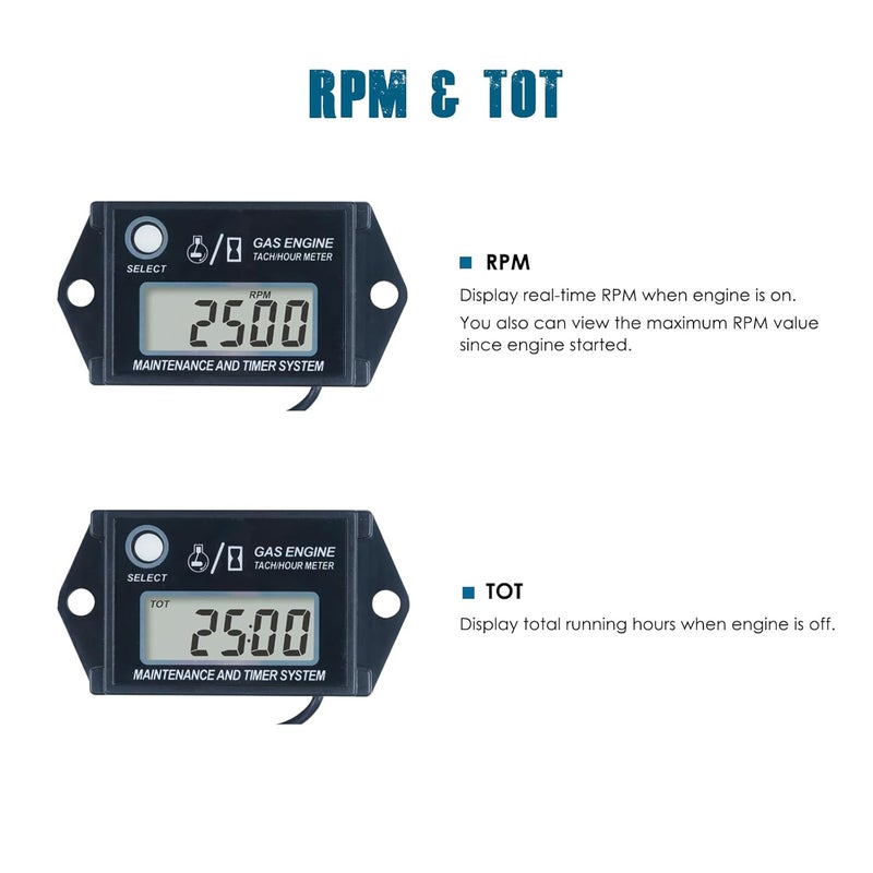 Runleader RL-HM026A Inductive Tachometer with Hour Meter - Image 2