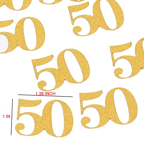 Hrovsur Gold 50 Confetti for Table - 50th Birthday Party Decorations, 100 Pieces, Gold Cardboard, Metallic Number 50 - Image 2
