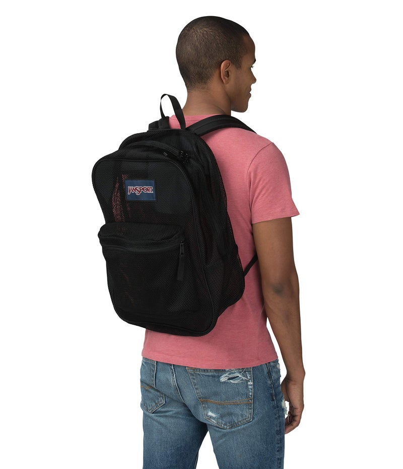 JANSPORT حقيبة جانسبورت الشبكية - حقيبة ظهر شفافة مثالية للصف، العمل، السفر، أو النزهات على الشاطئ، سوداء - Image 4