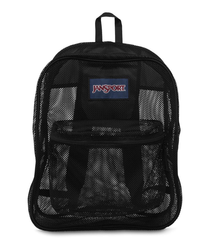 JANSPORT حقيبة جانسبورت الشبكية - حقيبة ظهر شفافة مثالية للصف، العمل، السفر، أو النزهات على الشاطئ، سوداء - Image 1