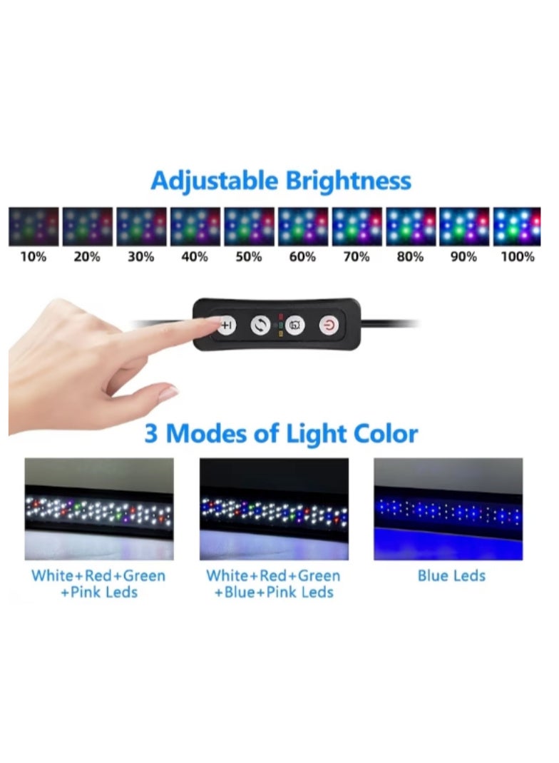 Colorful LED Aquarium Decorative And Plant Grow Light with Adjustable Timer ,Three-Color Changing Aquarium Light, 4-Button Control with Adjustable Color and Dimmable Brightness, with Flashing - Image 5
