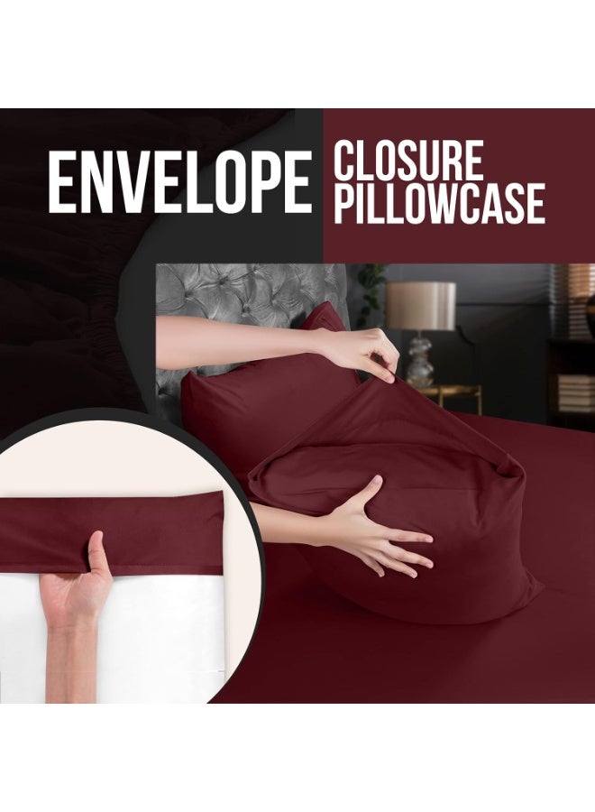 Utopia Bedding King Pillow Cases - 4 Pack - Envelope Closure - Soft Brushed Microfiber Fabric - Shrinkage and Fade Resistant Pillow Covers King Size 20 X 40 Inches (King, Burgundy) - Image 4