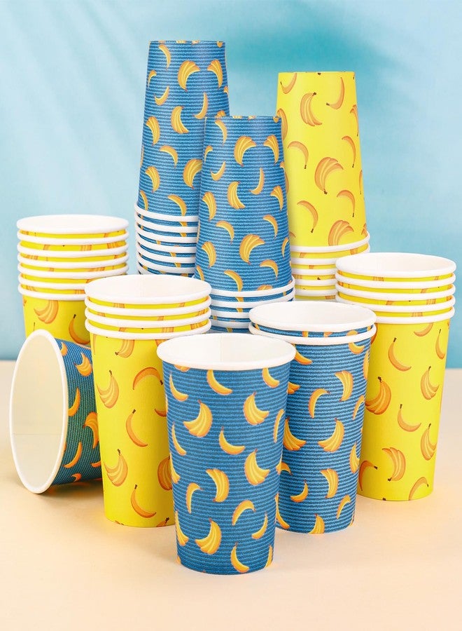 JarThenaAMCS Banana Cartoon Paper Cups Party Favor Cups 9 Oz Blue Yellow Disposable Drinking Cup for Kids Baby Shower Birthday Party Supplies, 50 Pcs - Image 1