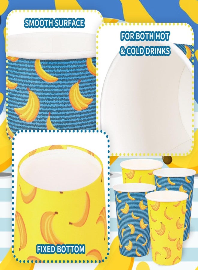 JarThenaAMCS Banana Cartoon Paper Cups Party Favor Cups 9 Oz Blue Yellow Disposable Drinking Cup for Kids Baby Shower Birthday Party Supplies, 50 Pcs - Image 3