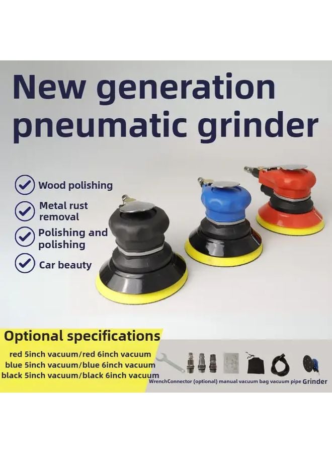 Red 5 Inch Pneumatic Polishing Machine With Vacuum Attachment For Grinding Finishing - Image 2