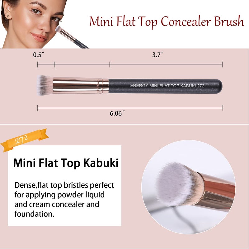 ENERGY Small Foundation Brush for Concealer Makeup Flat Top Concealer Brush Under Eye for Liquid Cream Powder Blending,Buffing Vegan Synthetic Bristles Face Makeup Applicator - Image 4