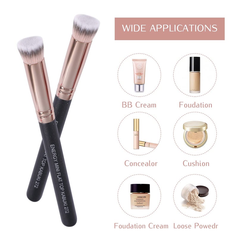 ENERGY Small Foundation Brush for Concealer Makeup Flat Top Concealer Brush Under Eye for Liquid Cream Powder Blending,Buffing Vegan Synthetic Bristles Face Makeup Applicator - Image 5