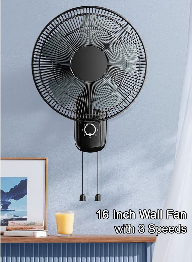GGEROU 16 Inch Oscillating Wall Mount Fan, Industrial Wall Fan with 5 Blades, 3 Speeds, Adjustable 45° Tilt and 70° Oscillation, Ideal for Home, Bedroom, Gym & Office (Black) - Image 3