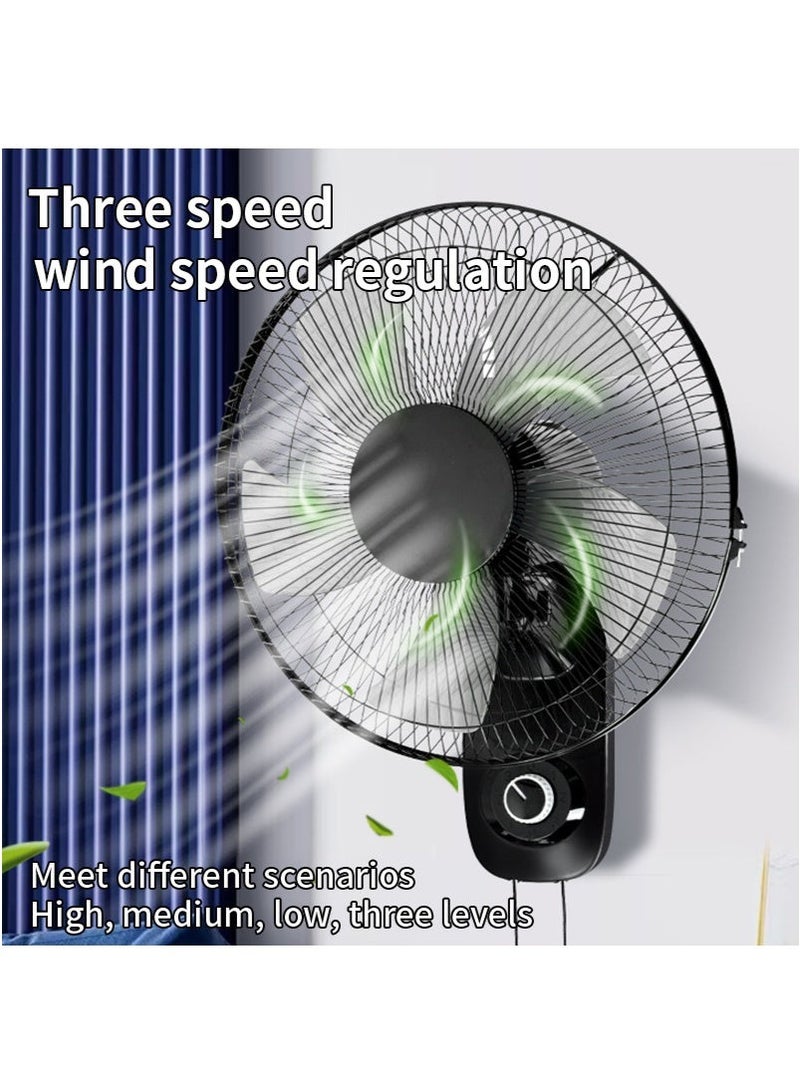 GGEROU 16 Inch Oscillating Wall Mount Fan, Industrial Wall Fan with 5 Blades, 3 Speeds, Adjustable 45° Tilt and 70° Oscillation, Ideal for Home, Bedroom, Gym & Office (Black) - Image 5