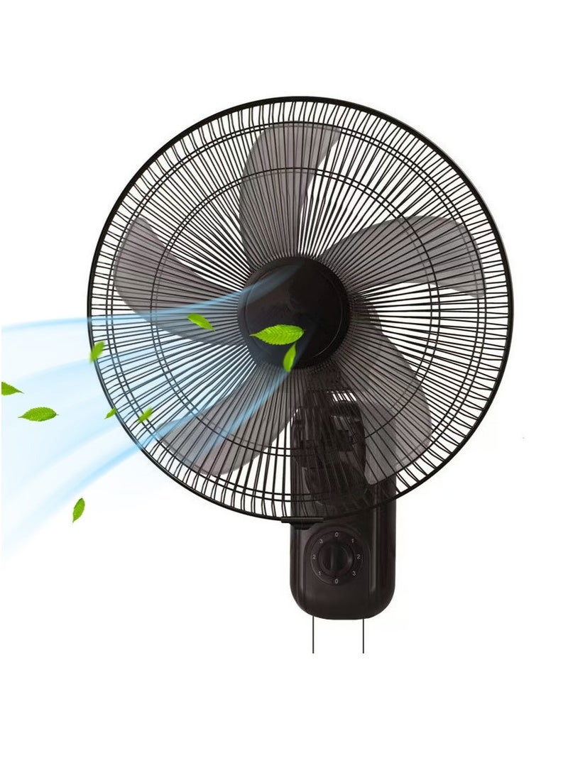 GGEROU 16 Inch Oscillating Wall Mount Fan, Industrial Wall Fan with 5 Blades, 3 Speeds, Adjustable 45° Tilt and 70° Oscillation, Ideal for Home, Bedroom, Gym & Office (Black) - Image 2