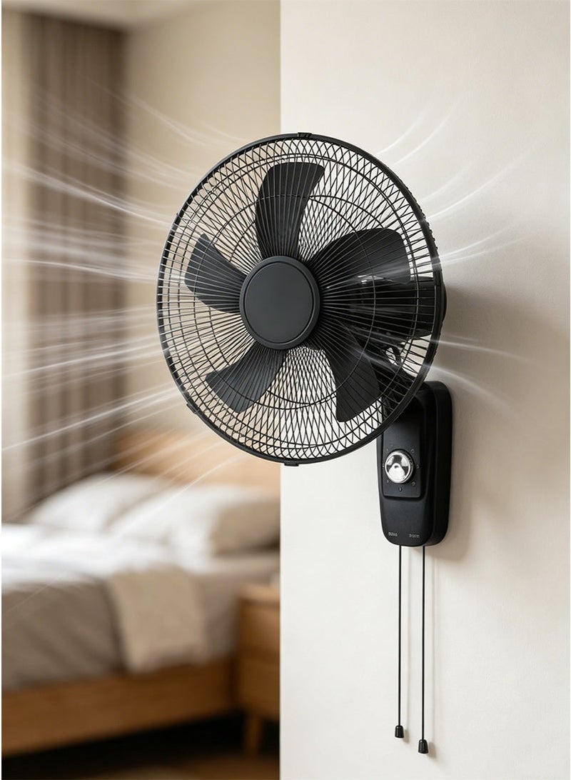 GGEROU 16 Inch Oscillating Wall Mount Fan, Industrial Wall Fan with 5 Blades, 3 Speeds, Adjustable 45° Tilt and 70° Oscillation, Ideal for Home, Bedroom, Gym & Office (Black) - Image 1