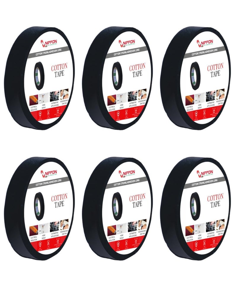Nippon Cotton Tape – Durable, Heat-Resistant Cloth Tape for Insulation, Binding, and Electrical Wrapping! Pack of 6 - Image 1