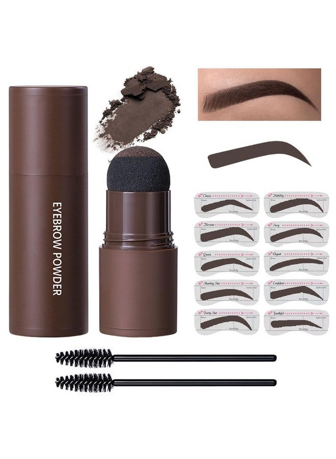 AMY'S DIARY Eyebrow Stamp Stencil Set Eyebrow Stencils Shaping Kit Longlasting Eyebrow Pomade For Women Girl Crueltyfree Plantillas Para La Cejas (Dark Brown) - Image 1