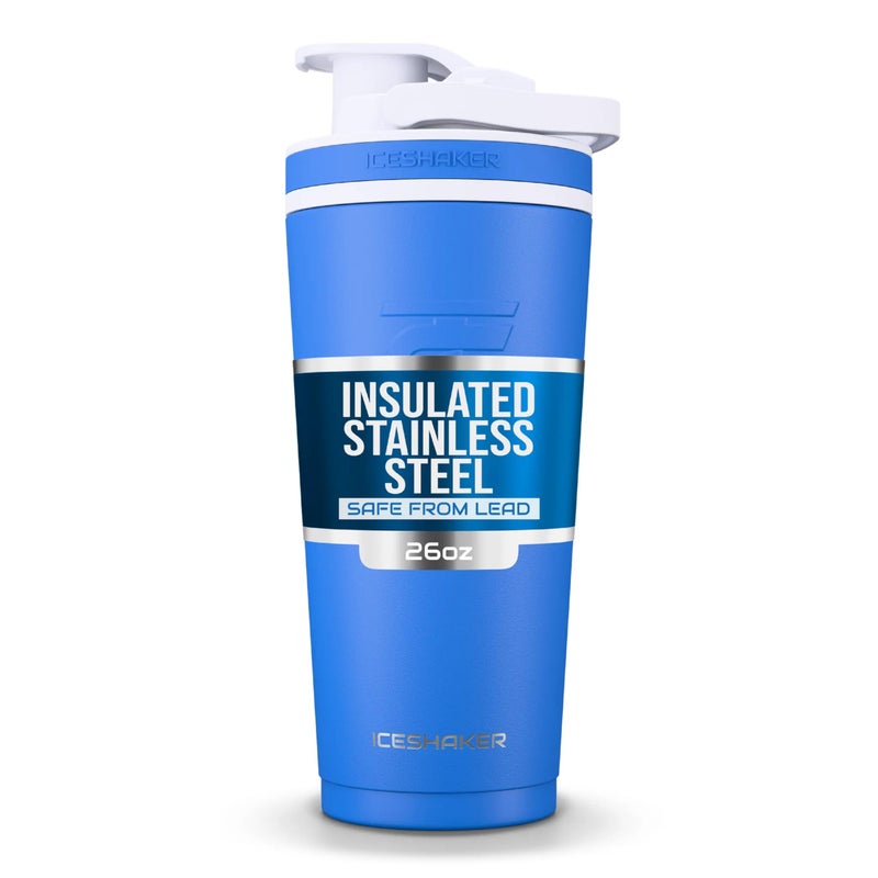 Ice Shaker Insulated Stainless Steel Shaker Bottle | 26oz, Royal | Cold for 30+ Hours | Insulated Cup with Twist-on Agitator | Odor-Free Bottle for Protein Shakes, Water, Smoothies, Cocktails - Image 1