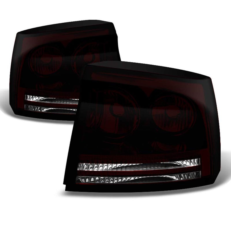 ACANII For 2006 2007 2008 Dodge Charger Red Smoked Tail Lights Brake Lamps 0608 LeftRight
