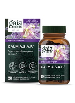 Calm A.S.A.P. Stress Support Supplement With Skullcap Passionflower Chamomile Vervain Holy Basil & More To Support A Natural Calm 60 Vegan Liquid Phytocapsules (20Day Supply)