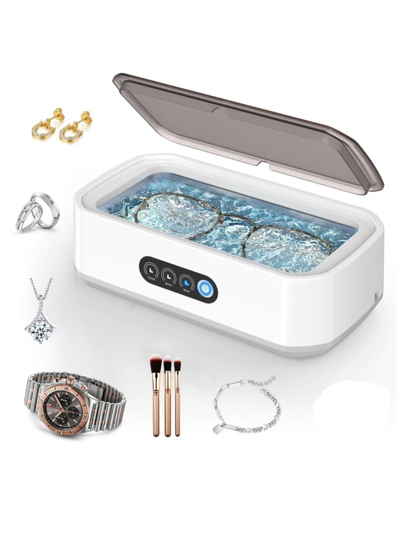 Ultrasonic Jewelry Cleaner - 47KHz Jewelry Cleaner Ultrasonic Machine with 3 Timer Modes, Portable Ultrasonic Cleaner Machine for Jewelry, Eyeglasses, Rings, Watches, Dentures, Retainer, Razors - Image 1