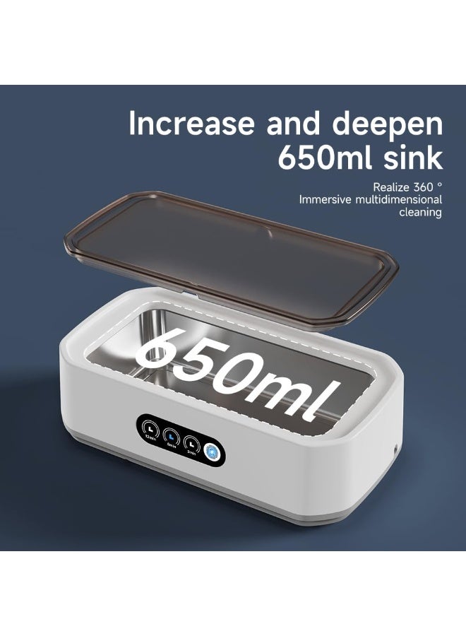 Ultrasonic Jewelry Cleaner - 47KHz Jewelry Cleaner Ultrasonic Machine with 3 Timer Modes, Portable Ultrasonic Cleaner Machine for Jewelry, Eyeglasses, Rings, Watches, Dentures, Retainer, Razors - Image 4