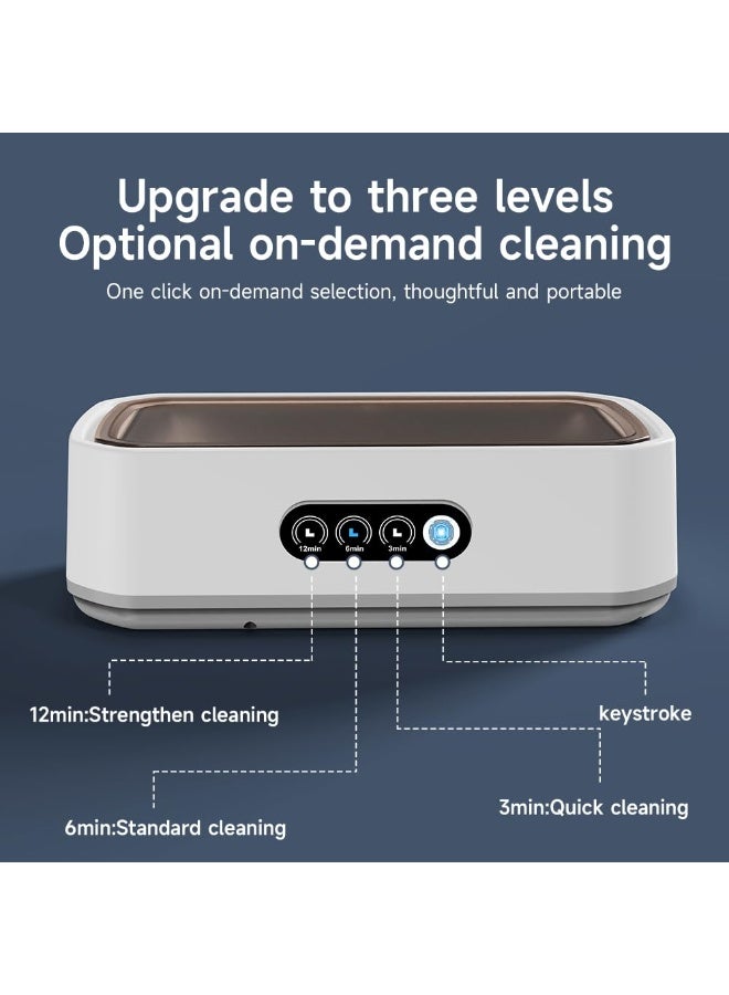 Ultrasonic Jewelry Cleaner - 47KHz Jewelry Cleaner Ultrasonic Machine with 3 Timer Modes, Portable Ultrasonic Cleaner Machine for Jewelry, Eyeglasses, Rings, Watches, Dentures, Retainer, Razors - Image 3