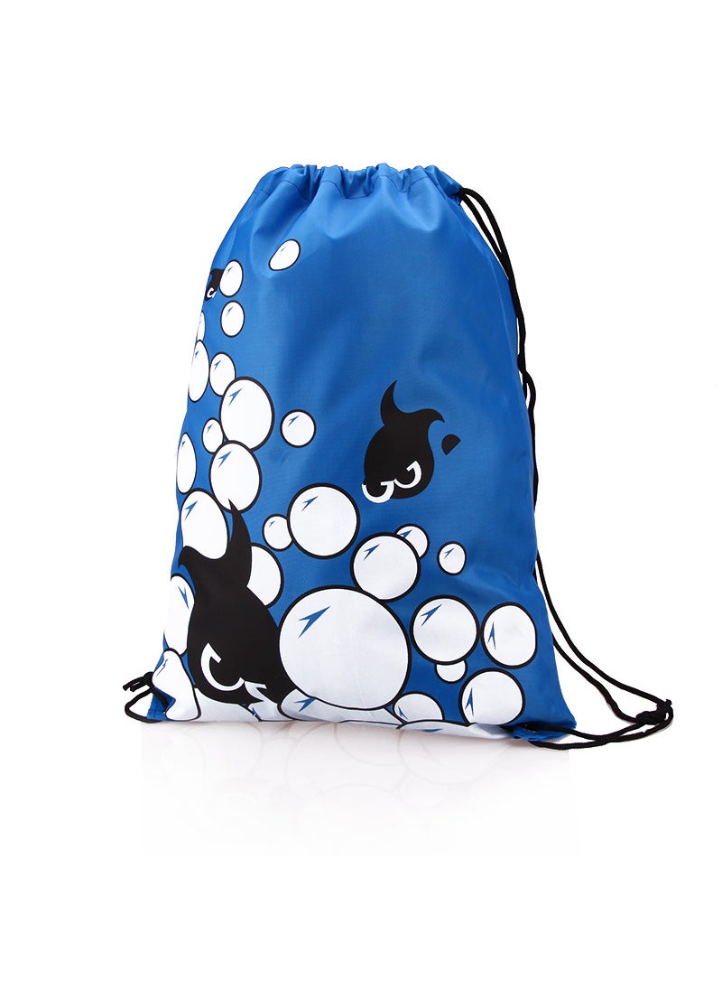 Generic Waterproof Beach Swim Backpack Drawstring Blue Fish Bundle Pocket 
