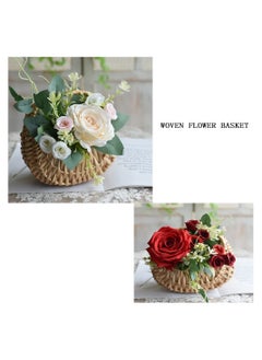 SYOSI 2 Pcs Small Basket with Handle Rattan Half Moon Wicker Basket Willow Straw Basket Small Woven Basket with Handle Wedding Flower Girl Baskets Sturdy Picnic Basket for Garden Storage Home Decor  - Image 4