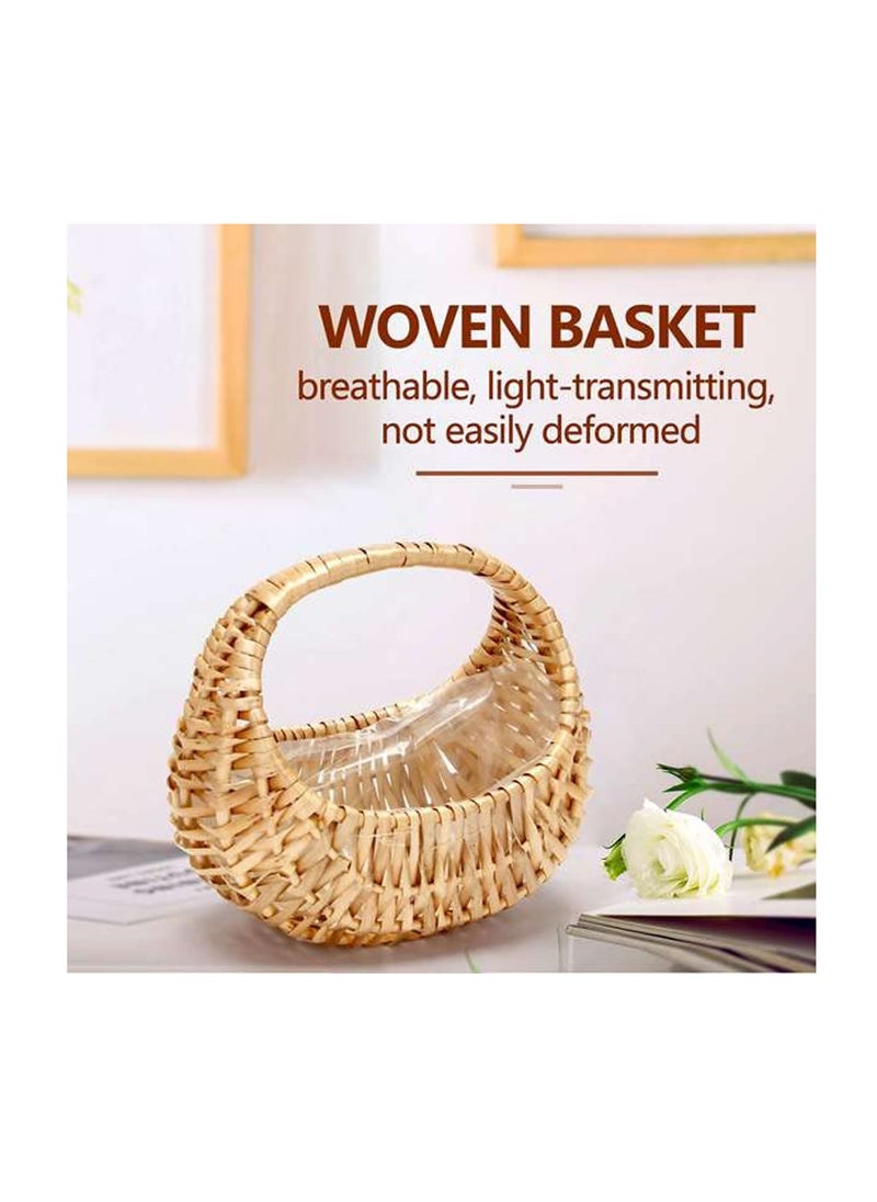 SYOSI 2 Pcs Small Basket with Handle Rattan Half Moon Wicker Basket Willow Straw Basket Small Woven Basket with Handle Wedding Flower Girl Baskets Sturdy Picnic Basket for Garden Storage Home Decor  - Image 5