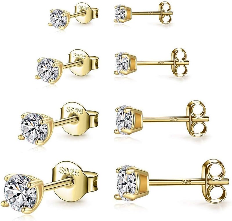Fcebsty Store 925 Sterling Silver Stud earrings Set | White Gold Plated Hypoallergenic Stud Earrings | Cubic Zirconia Stud Earrings for Women (2mm,3mm,4mm,5mm,6mm,7mm) 8 CZ colors options - Image 1