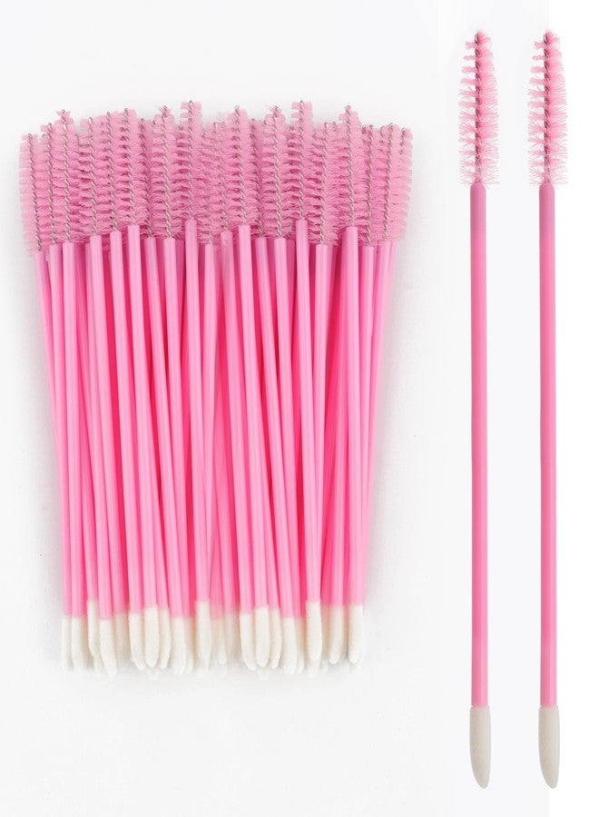 MyAoKuE-UP 100Pcs Disposable Mascara Wands Spoolie Brush Double-Ended Dual Mascara Brush Spoolie Lip Brush Makeup Grooming Tool (Nylon Light Pink,100) - Image 1