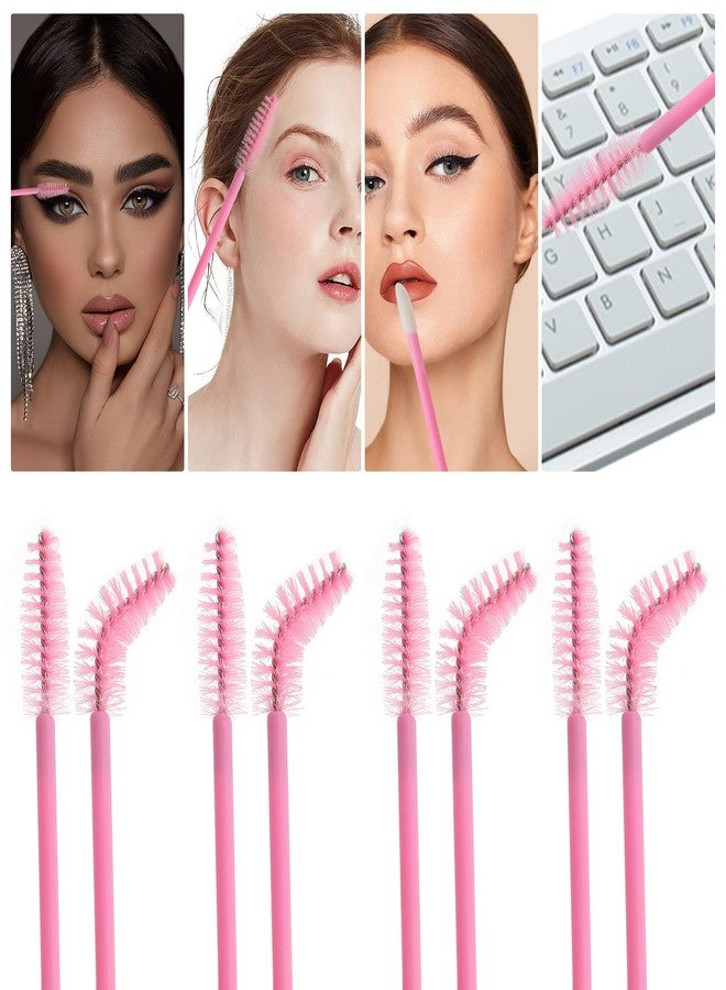 MyAoKuE-UP 100Pcs Disposable Mascara Wands Spoolie Brush Double-Ended Dual Mascara Brush Spoolie Lip Brush Makeup Grooming Tool (Nylon Light Pink,100) - Image 3
