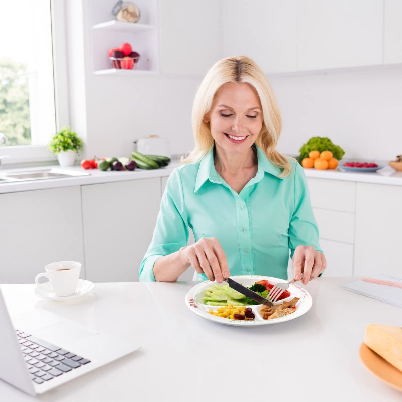 Eaasty Diabetic Portion Control Plate Melamine Divided Plates for Adults with Protein  Carbs and Vegetables Diet Plate Portion Size Dishes Nutrition Plate for Balanced Eating Kitchen Food Serving (2 Pack) - Image 5