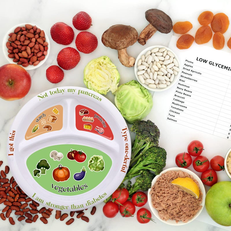 Eaasty Diabetic Portion Control Plate Melamine Divided Plates for Adults with Protein  Carbs and Vegetables Diet Plate Portion Size Dishes Nutrition Plate for Balanced Eating Kitchen Food Serving (2 Pack) - Image 4