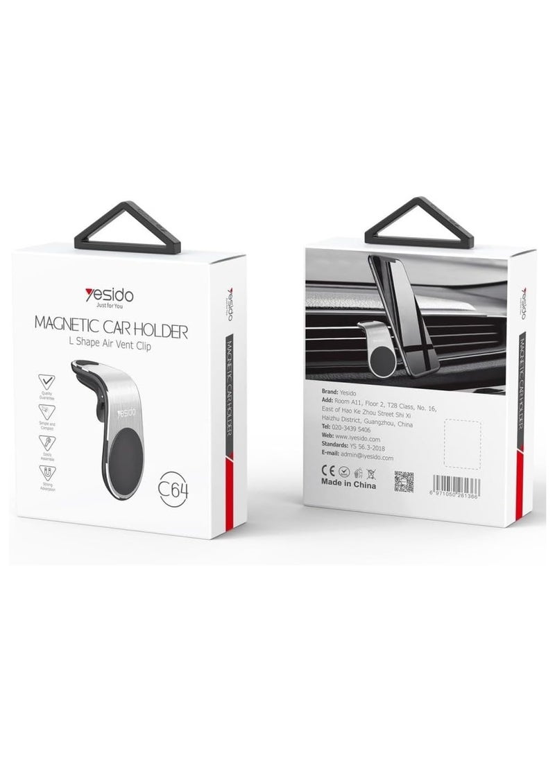 Yesido - C64 New N50 Magnetic Magnet Car Outlet Air Vent Mobile Phone Holder For Car Black - Image 1