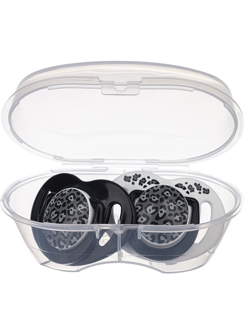 Mamajoo - Sterilization & Storage Box Silicone Orthodontic Double Pacifier Anthracite Leopard / 6 Months + - Image 1