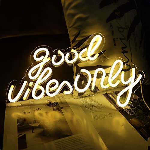 JFLLamp Good Vibes Only Neon Signs for Wall Decor Neon Lights Led Signs Suitable for Living Beer Bar Game Room Hotel Birthday Party Restaurant Christmas Unique Gift for Lover, 16.5*10 Inch(Warm White) - Image 2