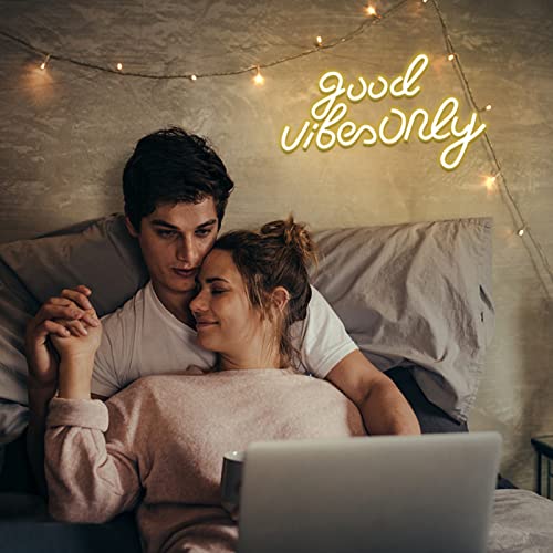 JFLLamp Good Vibes Only Neon Signs for Wall Decor Neon Lights Led Signs Suitable for Living Beer Bar Game Room Hotel Birthday Party Restaurant Christmas Unique Gift for Lover, 16.5*10 Inch(Warm White) - Image 5