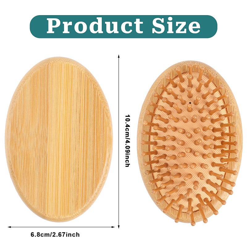 Sliverdew Bamboo Brush for Hair Growth, Natural Wooden Scalp Brush Mini Hair Scalp Massager Bamboo Bristles Detangling Hairbrush for Women, No Handle Design, Anti-Static Round Wood Pins - Image 4