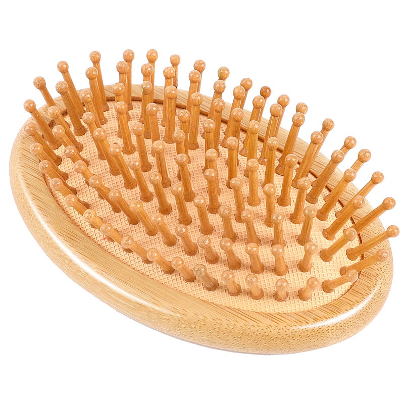 Sliverdew Bamboo Brush for Hair Growth, Natural Wooden Scalp Brush Mini Hair Scalp Massager Bamboo Bristles Detangling Hairbrush for Women, No Handle Design, Anti-Static Round Wood Pins - Image 1