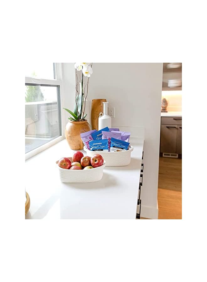 SWIHELP مجموعة سلال تخزين 5 قطع من حبل القطن الطبيعي للسلال المنسوجة لتنظيم سلال التخزين الصغيرة وألعاب الكلاب مع مقبض صندوق ألعاب القط تنظيم الحمام - Image 4