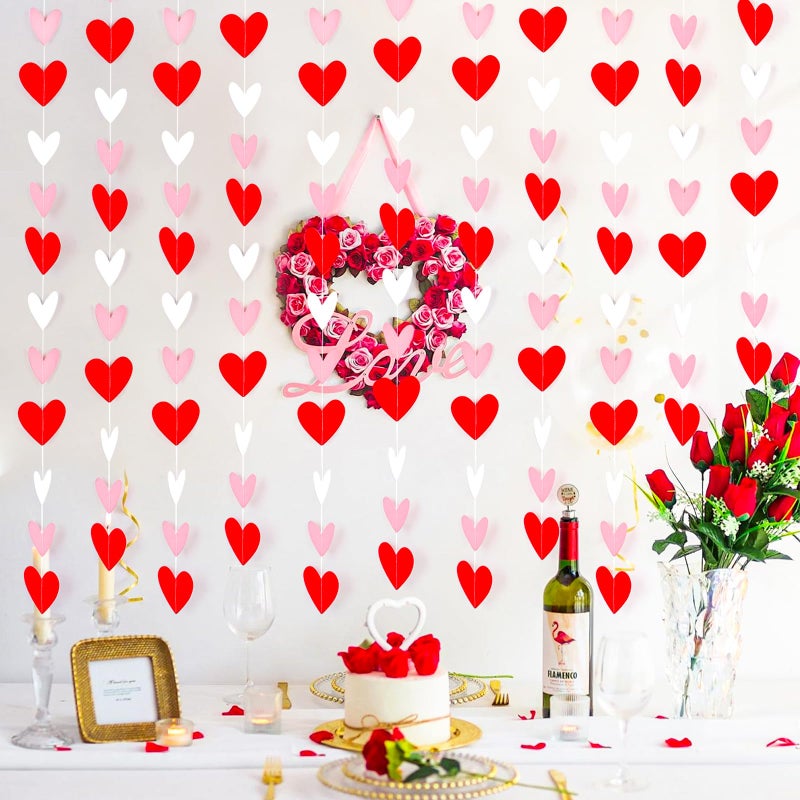 FOIMAS 57.74ft Heart Hanging Garlands,96pcs Valentine Heart Banners for Wedding Valentine Hanging Decorations Engagement Party Supplies Galentines Day - Image 5