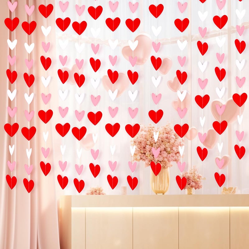 FOIMAS 57.74ft Heart Hanging Garlands,96pcs Valentine Heart Banners for Wedding Valentine Hanging Decorations Engagement Party Supplies Galentines Day - Image 4