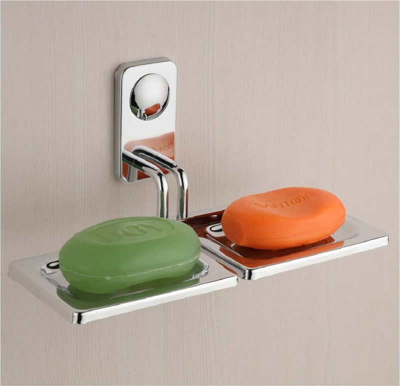 Ferio Stainless Steel Double Soap Holder for Bathroom/Soap Dish/Bathroom Soap Stand/Bathroom Accessories Wall Mounted Chrome Finish(Pack of 1) - Image 1